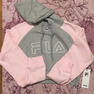 FILA CROPPED PINK SLEEVE VALERIA HOODIE
